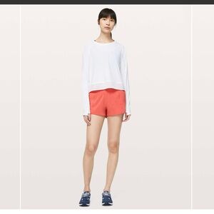 Lululemon Stripe In Stride Long Sleeve -Size (6) Gray-Good Condition